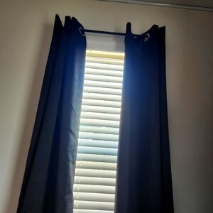 3 Sets of Blackout Curtains (2 per set) with Curtain Rods - Black Microfiber